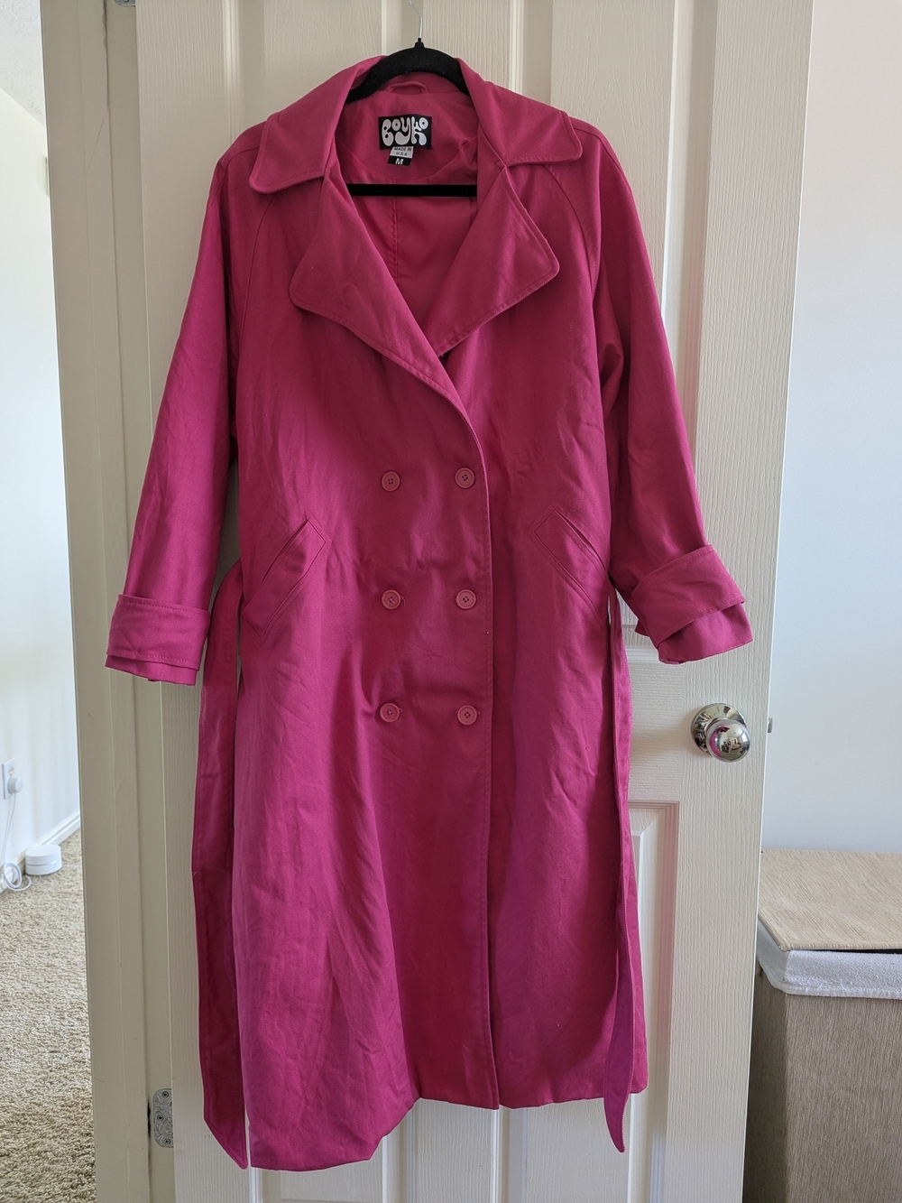 Boyko Hot Pink Bexley Trench Coat Medium